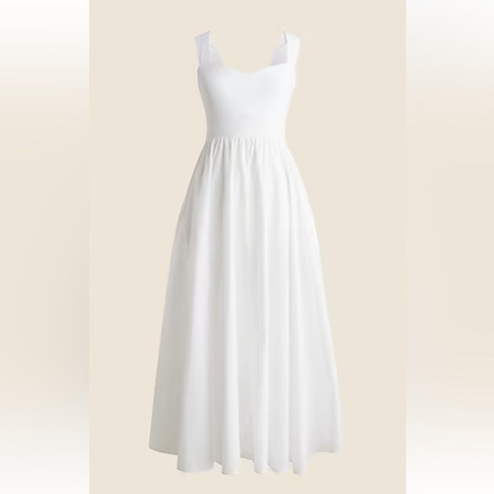 NEW WITH TAGS J. Crew Sweetheart Tank Dress with Poplin Skirt in White, Size L